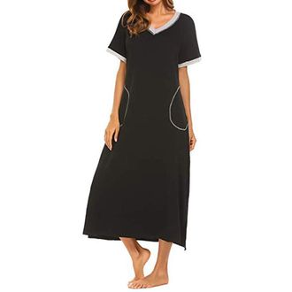 Generic Ladies Sexy Nightwear Plus Size | Long Nightdresses For Women Uk Nighties Comfortable Nightgown Ultra-Soft Nightshirt Full Length Sleepwear Solid Colo
