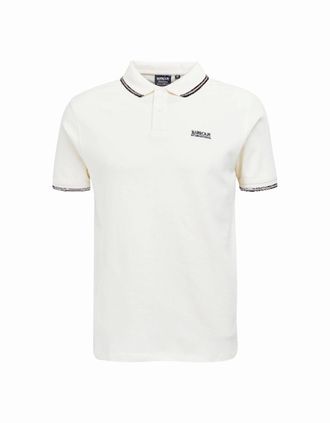 Barbour Mens Barbour International Mens Whisper White Rider Tipped Polo Shirt - Size: 40