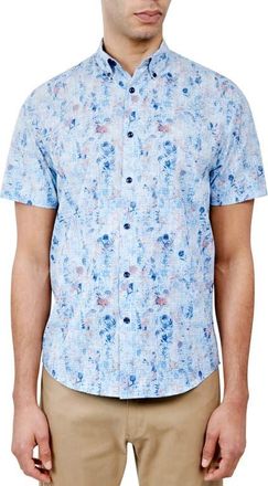 Brooklyn Brigade Slim Fit Barlow Vintage Floral 4-Way Stretch Performance Short Sleeve Shirt in Blue at Nordstrom, Size Xx-Large