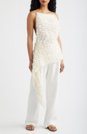 Mango Asymmetric Textured Camisole Top in Off White at Nordstrom, Size 8