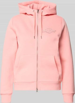 GANT Sweatjacke mit Zweiwege-Rei&szlig;verschluss und Label-Stitching in Hellrosa, Gr&ouml;&szlig;e XXL