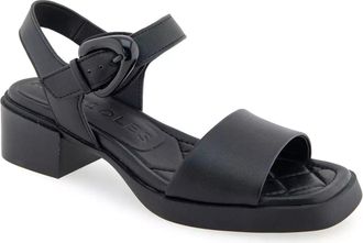 Aerosoles Womens Aerosoles Dorian Black Leather Block Heeled Slingback Sandals GAL1797