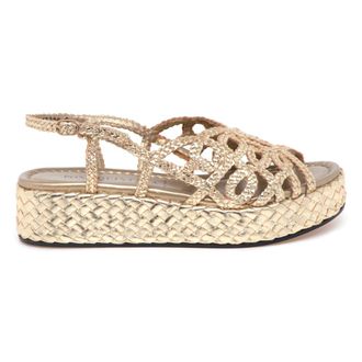 Pons Quintana Woven Leather Platform Sandal - female - Pons Quintana - Flat Sandals - Beige - 7 UK - Shoes