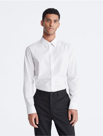 Calvin Klein Mens Cotton Blend Classic Button-Down Shirt - White - XS