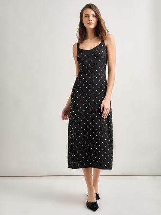 Misook Modern Fit Gold Stud Midi Soft Knit Tank Dress