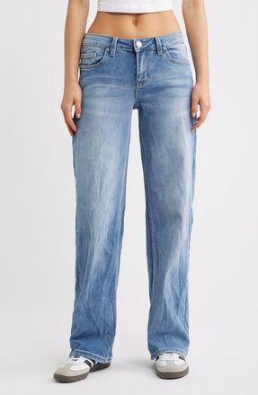 YMI Bella Butterfly Wide Leg Jeans in Light Blue at Nordstrom, Size 11