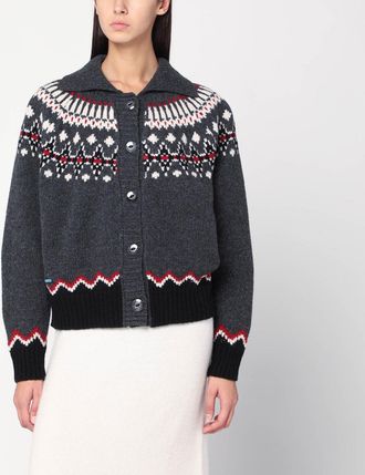 Alanui Grey Fair Isle Patterned Cardigan