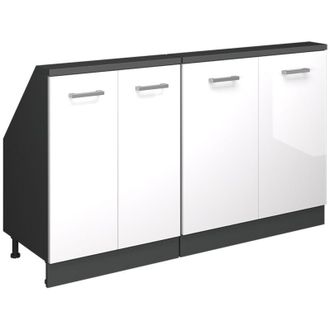Vicco Armadio per tetti inclinati Rion, Antracite/bianco lucido, Set di 2, Vicco