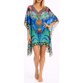 Ranee&rsquo;s Mixed Print Poncho in Blue at Nordstrom Rack