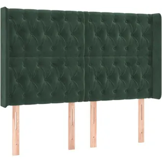 vidaXL Cabecero Con Led De Terciopelo Verde Oscuro 147x16x118/128 Cm Vidaxl