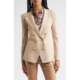 L'agence Amelia Knit Blazer in Light Cappuccino/Gold at Nordstrom, Size Xx-Large