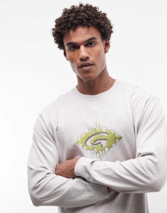 Gramicci T-shirt a maniche lunghe con stampa grafica grigio m&eacute;lange