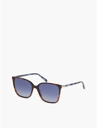 Tommy Hilfiger Womens Cat-Eye Tortoise Acetate Sunglasses - Brown/Blue Havana