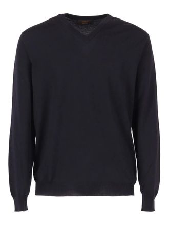 Zanone Trui met V-hals - Blauw