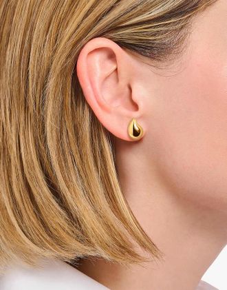 Thomas Sabo Orecchini a bottone in argento sterling 925 placcati oro giallo 18 k