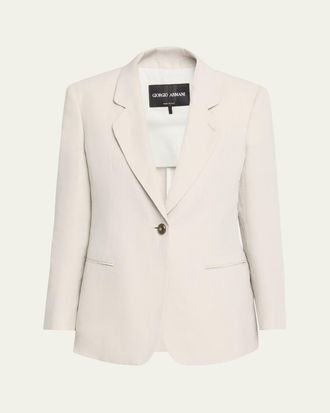 Giorgio Armani Linen Single-Breasted Blazer Jacket