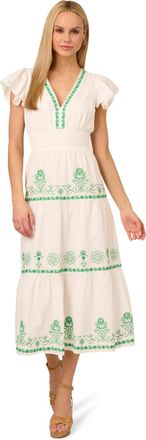 Adrianna Papell Womens Smocked Waist Long Dress - Multicolour - Size 16 UK