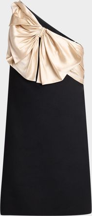Valentino Garavani Satin Bow One-Shoulder Mini Dress