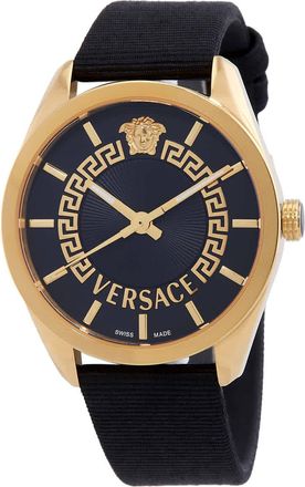 Versace New V Circle Quartz Black Dial Ladies Watch VE8A00224