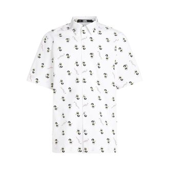 Karl Lagerfeld Short Sleeve Shirts, male, White, Size: XL Allover Print Short Sleeve Shirt