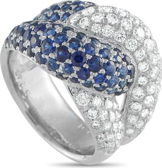 Luxury Bazaar 18K White Gold 1.72 ct Diamond and 2.47 ct Sapphire Ring MF21-1010245