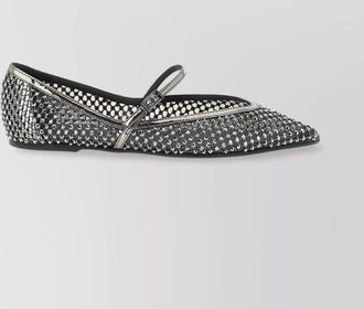 Le Silla embellished pointed toe ballet flats with textured surface
