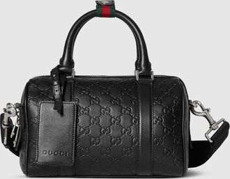 Gucci GG Emblem Small Duffle Bag, Black, Leather
