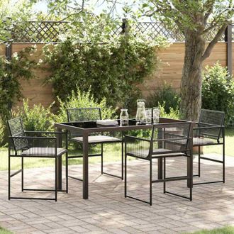 vidaXL Conjunto De Comedor De Jard&iacute;n 5 Pcs Negro Polirat&aacute;n Vidaxl