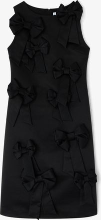 Ganni Black Satin Bow Dress - Size 34
