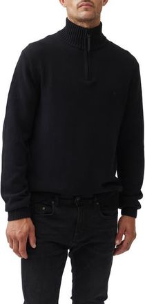 Rodd & Gunn Merrick Bay Quarter Zip Sweater in Onyx at Nordstrom, Size X-Small