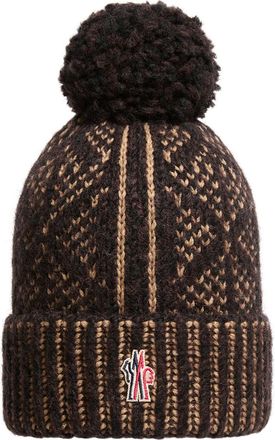 Moncler Moncler Alpaca & Wool Blend Beanie With Pom Pom, Men, Brown, Size: One Size