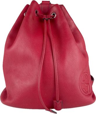 Gucci Red Color Leather Backpack (Pre-Owned)