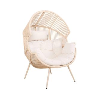 Sweeek Sill&oacute;n huevo de jard&iacute;n de acero y resina, beige