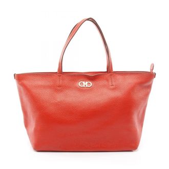 Ferragamo Red Color Leather Tote Bag (Pre-Owned)