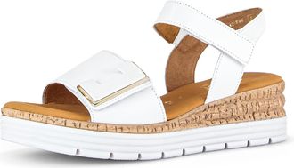 Gabor Keilsandalette GABOR GENUA, Damen, Gr. 36, weiss (wei&szlig;), Kalbsleder, unifarben, Schuhe Keilsandalette, Keilabsatz, Sommerschuh, Sandale mit Klettversc