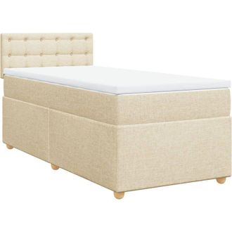 vidaXL Cama Box Spring Con Colch&oacute;n Tela Color Crema 100x200 Cm Vidaxl
