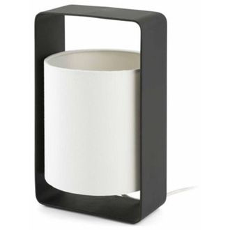 Faro Barcelona Faro Lula - L&aacute;mpara De Mesa Peque&ntilde;a 1 Luz Blanca, Negra Con Pantalla Blanca, E27