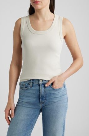 Nic+Zoe Perfect Knit Rib Scoop Neck Tank in Coconut at Nordstrom, Size Xx-Large