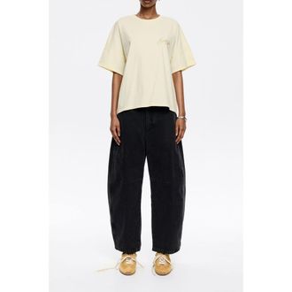 Bimba & Lola Barrel Washed Jeans in Washed Denim Black at Nordstrom, Size 34 Eu