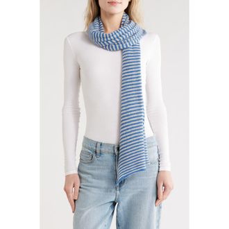 Portolano Stripe Wool Blend Scarf in Meteor Blue/Blue Atholl at Nordstrom Rack
