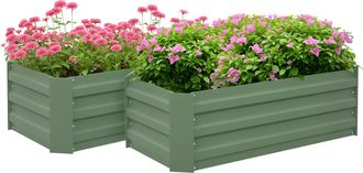 OEM Juego De 2 Jardineras Exterior Grandes De Acero Galvanizado Huertos Urbanos Para Terraza Jard&iacute;n 100x50x30 Cm Verde