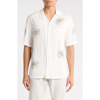 AllSaints Petal Print Relaxed Fit Camp Shirt in Off White at Nordstrom Rack, Size Xx-Large