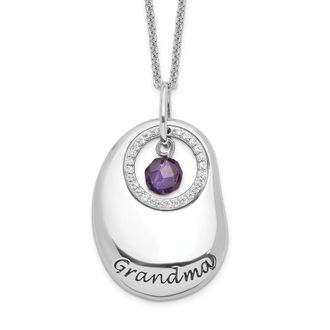 Diamond2Deal Sterling Silver Antiqued Cubic Zirconia For You Grandma Necklace