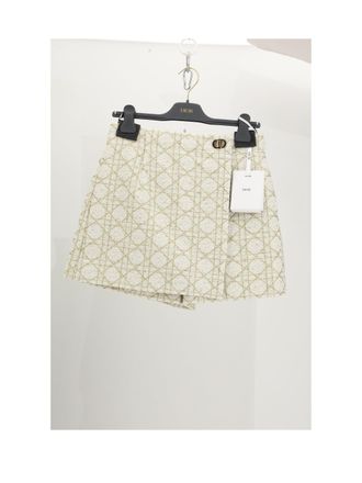 Dior Womens Shorts Db-Tweed White Polyamide
