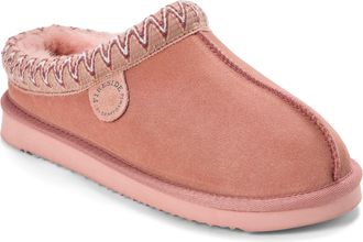 Dearfoams Fireside by Dearfoams Womens Greta Genuine Shearling Clog Slipper with Embroidery