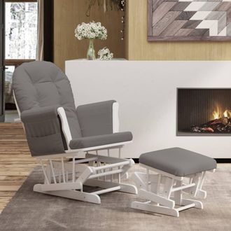 vidaXL Vidaxl - Poltrona Glider Con Sgabello Grigio Scuro In Tessuto