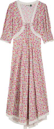 Rixo Rixo Amina Pansy Woven Midi Dress - Red And White - 16 (UK16 / XL)