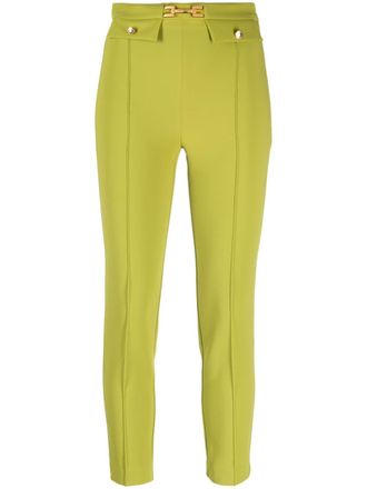Elisabetta Franchi Pantaloni skinny con placca logo - Verde