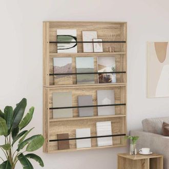 vidaXL Estante De Revistas 2 Pcs Roble Sonoma 100 X 12 X 70 Cm Vidaxl