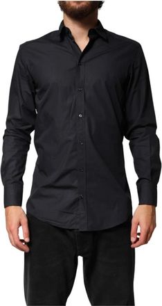 Dolce & Gabbana Overhemd - Heren - Casual Overhemden - Zwart - S - Katoen - Overhemden